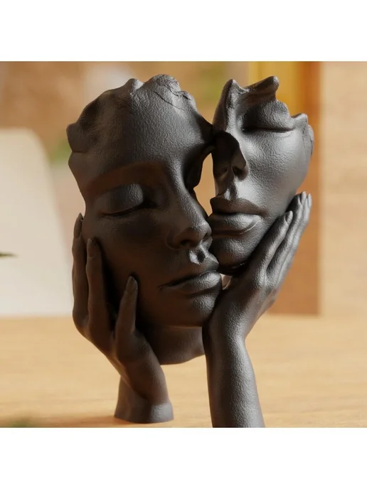 Нет бренда Статуэтка декоративная абстрактная, 3D-печать, черная, золотой, золотистый, фото 2