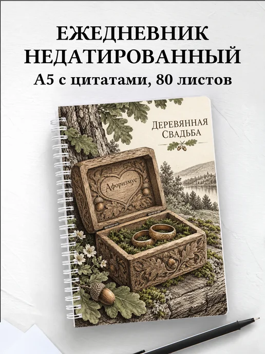 Ежедневник недатированный на деревянную свадьбу