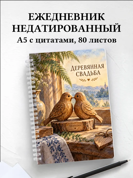 Ежедневник недатированный на деревянную свадьбу