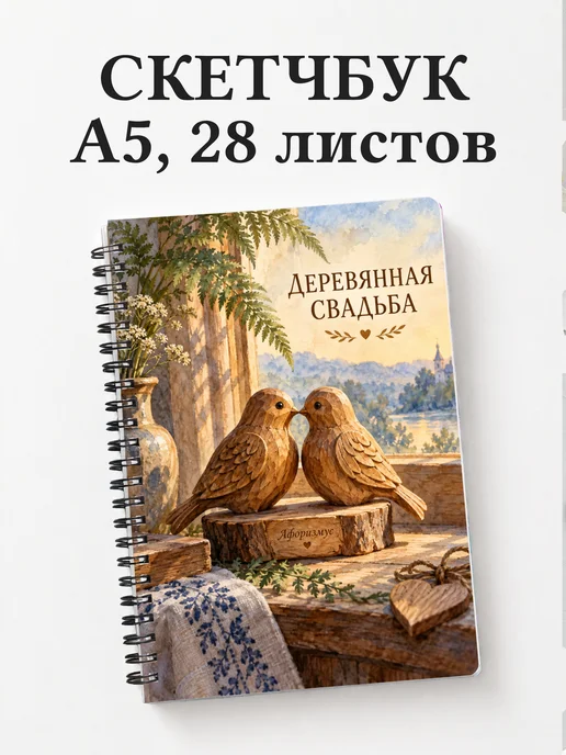 Скетчбук в подарок на деревянную свадьбу