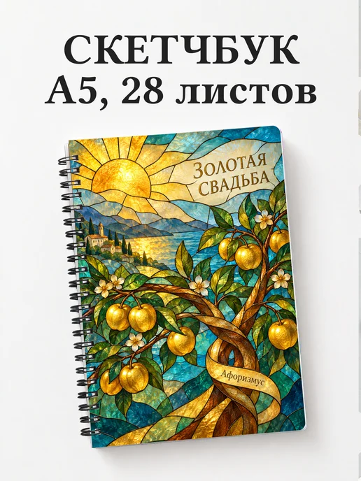 Скетчбук на золотую свадьбу