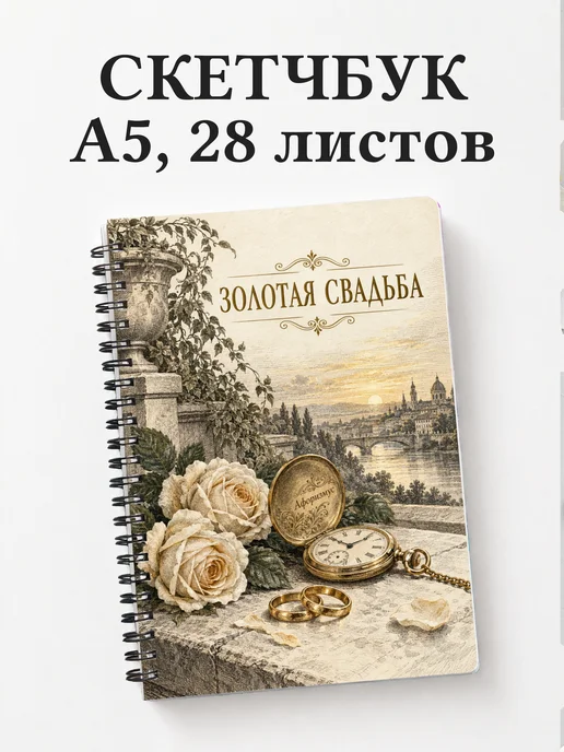 Скетчбук на золотую свадьбу