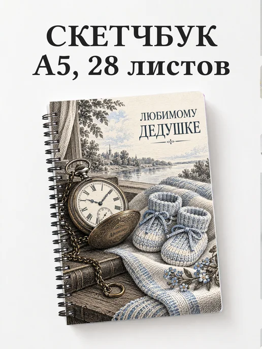 Скетчбук дедушке к рождению внука или внучки