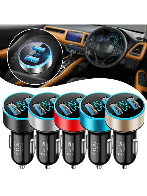 Автомобильное зарядное устройство черное 2 USB, черный, фото 2