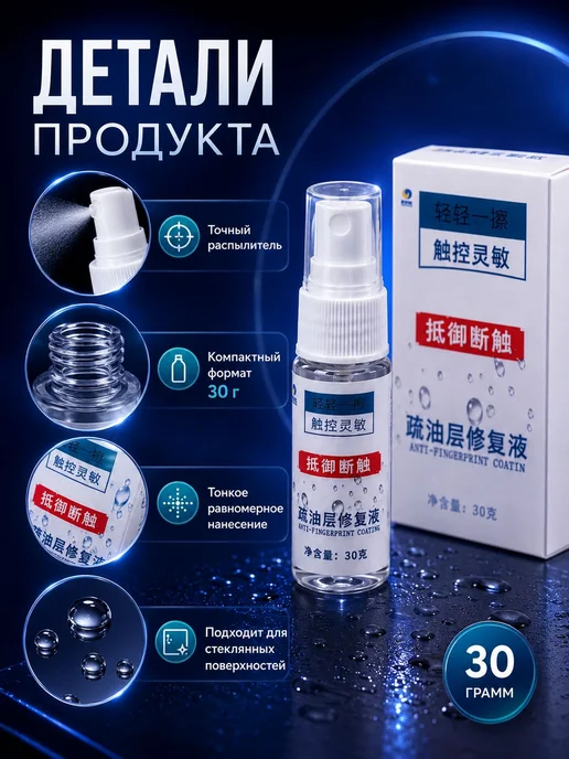 Олеофобное покрытие для экранов смартфона и планшета, 30 г, 30 г, фото 7