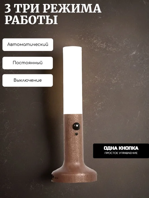 Ночник светодиодный с датчиком движения LED, умный сенсорный, черный, фото 3