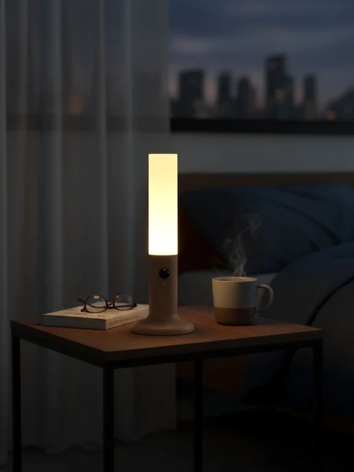 Ночник светодиодный с датчиком движения LED, умный сенсорный, черный, фото 8