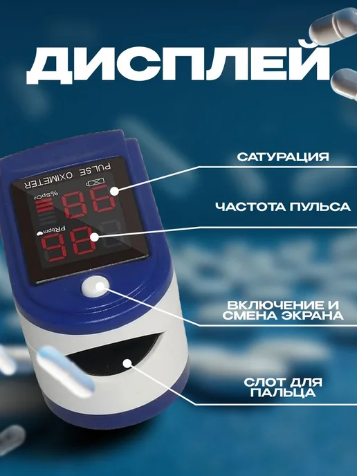 Пульсоксиметр на палец для измерения насыщения кислородом и…, вариант, фото 3
