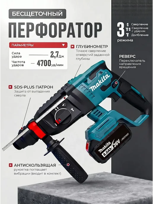 Makita/ Шуруповерт аккумуляторный 5 в 1, черный, фото 8