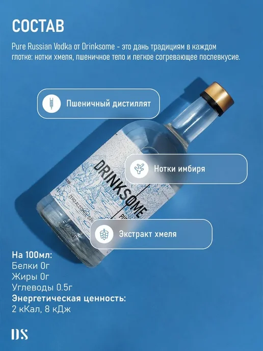 Безалкогольная водка Drinksome Russian Vodka, основа для, вариант, фото 2