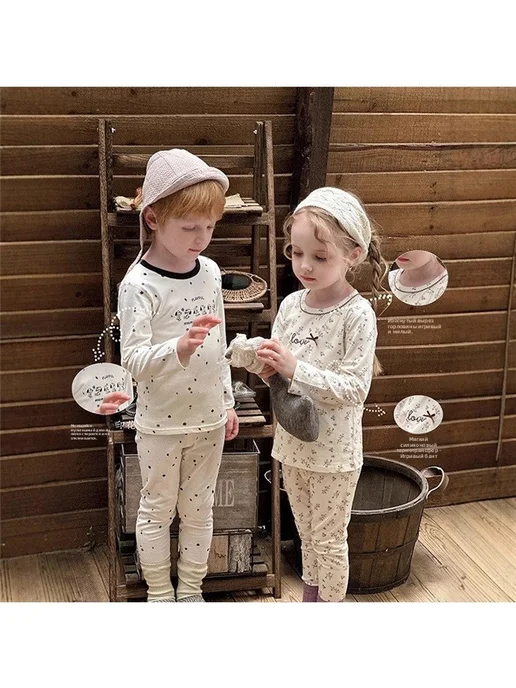 Теплый детский комплект из дерона, шерсти и шелка, коричневый, фото 3