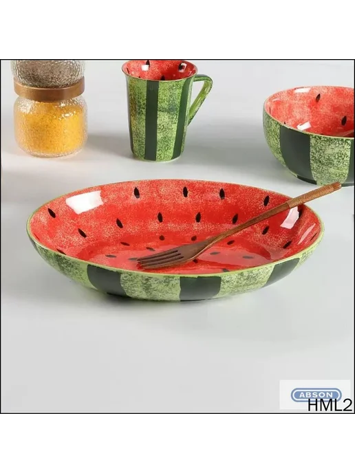 Фарфоровая миска круглая с фруктовым узором, 20.5 см, вариант, фото 3