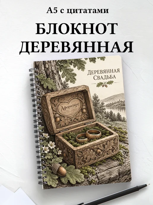 Блокнот в подарок на деревянную свадьбу с цитатами