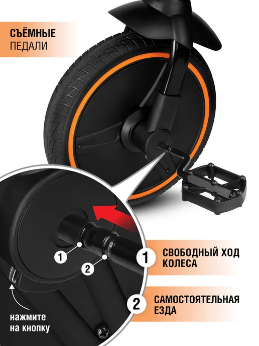 City-Ride Велосипед детский трехколесный с ручкой CITYRIDE, вариант, фото 8