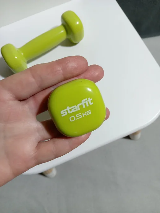 Гантели Starfit 0.5 кг виниловые зеленые (б у), 500 г, фото 2