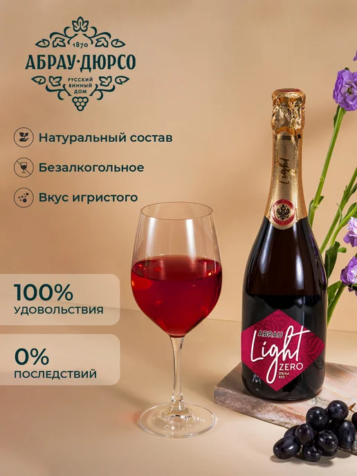 Напиток винный газированный безалкогольный "Абрау Лайт зеро, вариант, фото 2