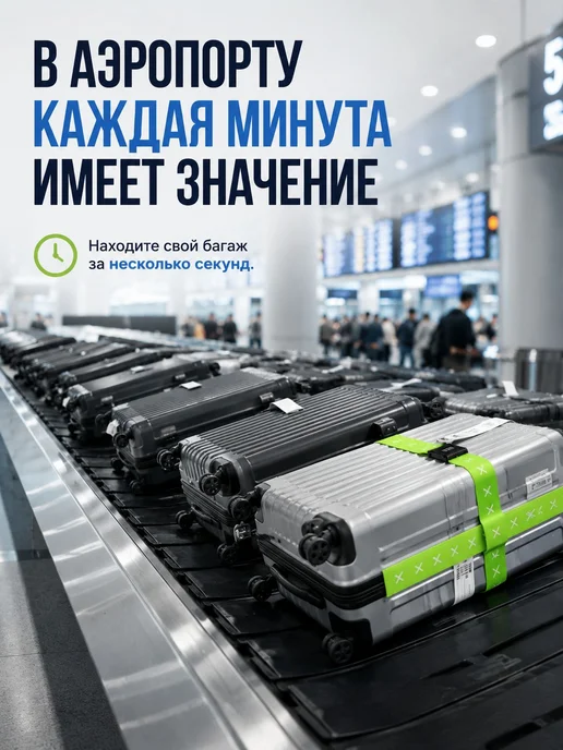 Ремень для багажа с кодовым замком, оранжевый, 2 шт, синий, фото 3
