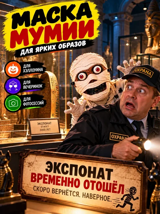 ded Moroz 2 Маска мумии на Хэллоуин. Новый год. Вечеринку. Д Р, вариант, фото 2