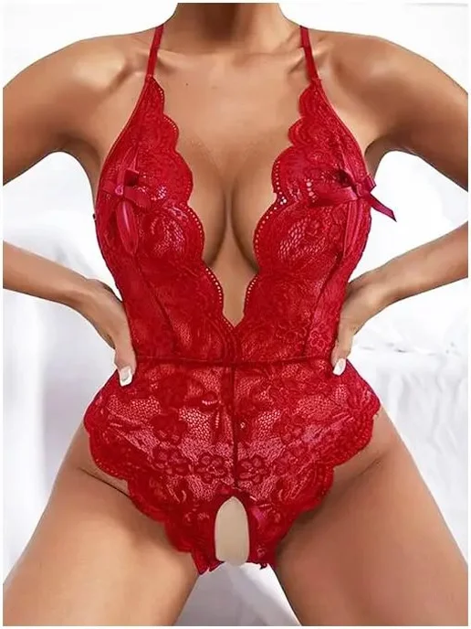 Боди женское без рукавов, V-образный вырез, M, красный, фото 7