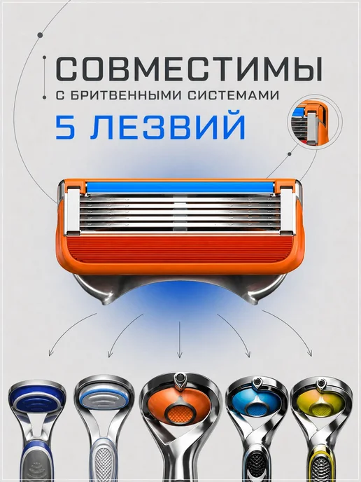 Кассеты для бритья мужские, 5 лезвий, 4 шт, 4 шт, фото 2