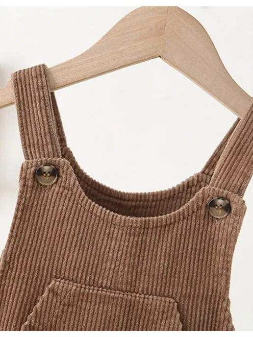Коричневый милый вельветовый комбинезон, коричневый, фото 8