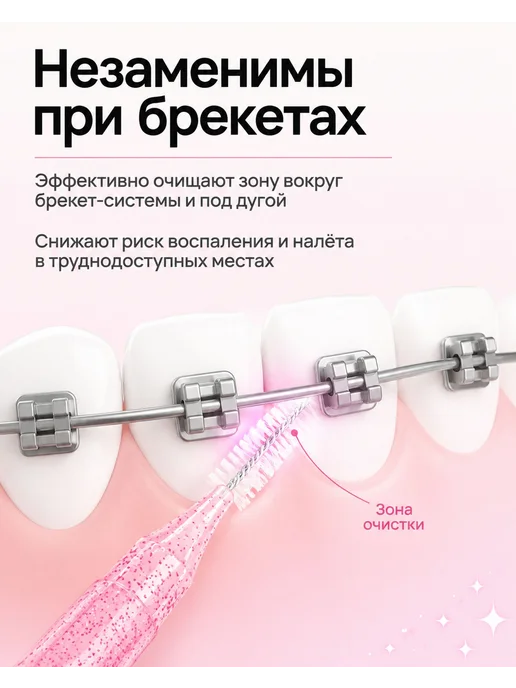 Межзубные ершики для зубов и брекетов ультратонкие 0.4мм, вариант, фото 3