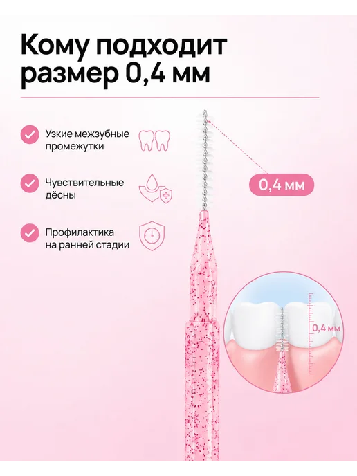 Межзубные ершики для зубов и брекетов ультратонкие 0.4мм, вариант, фото 4