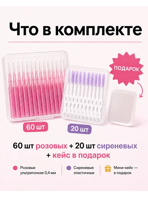 Межзубные ершики для зубов и брекетов ультратонкие 0.4мм, вариант, фото 7