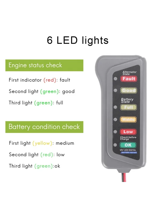 Тестер аккумулятора и генератора 12 В с LED-индикацией, вариант, фото 5