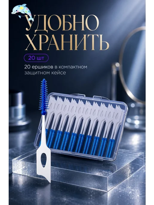 Межзубные ершики, диаметр 1 мм, мягкая щетина, 20 шт, 20 шт, фото 3