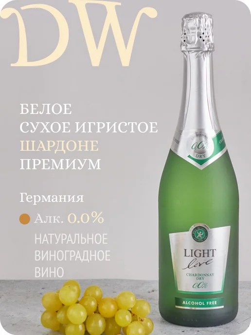 Безалкогольное шампанское Премиум Шардоне Драй, игристое, вариант