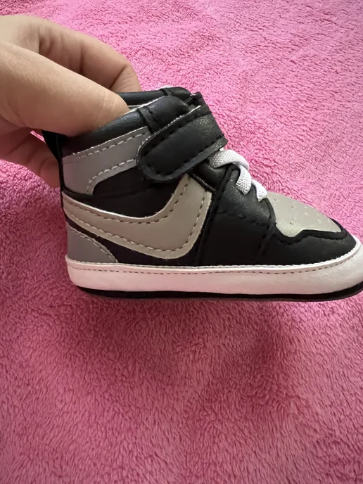 My only Brand Пинетки кеды для новорожденных с подошвой, черный, фото 3