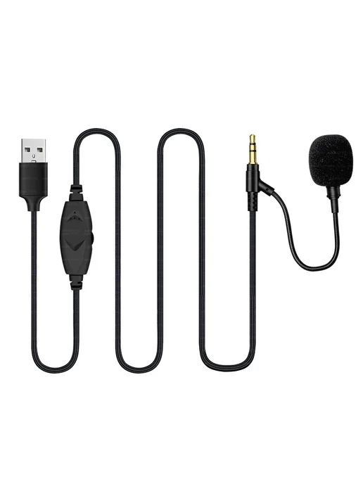 Нет бренда Аудиокабель с микрофоном, USB — 3,5 мм, 1,8 м, 1,8 м