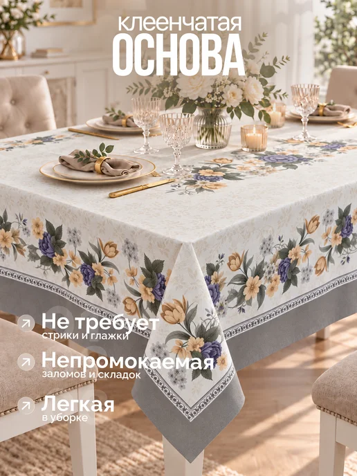 Яблочная долька Скатерть клеенка на стол на кухню 110х140, 120x150, фото 2