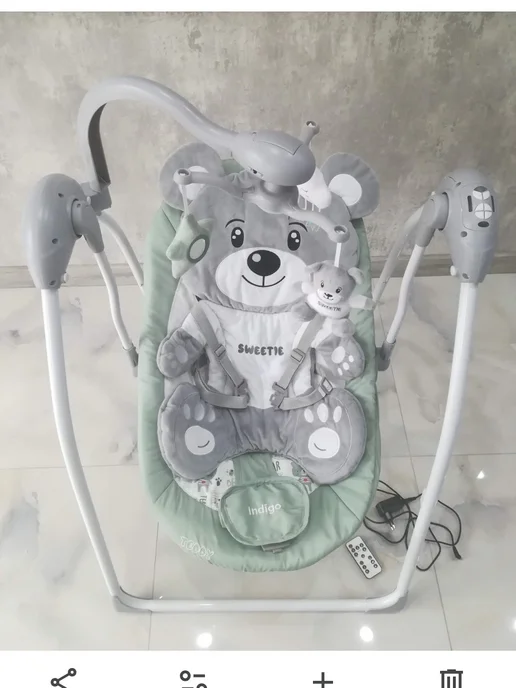 Indigo Электрокачели для новорожденных Teddy, белый
