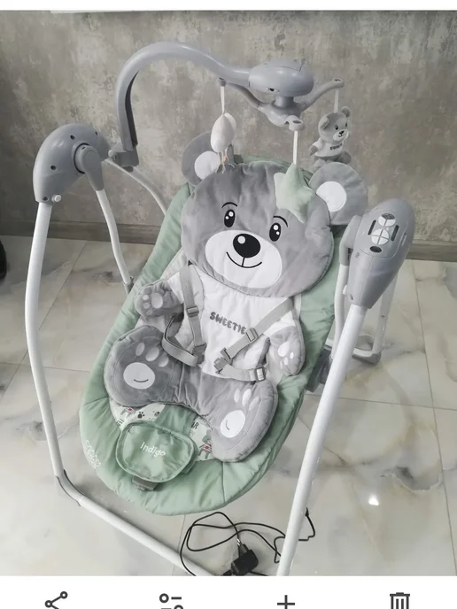 Indigo Электрокачели для новорожденных Teddy, белый, фото 2