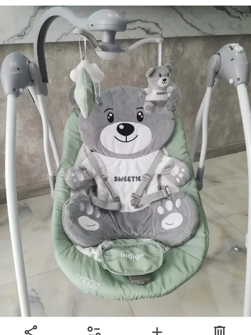 Indigo Электрокачели для новорожденных Teddy, белый, фото 3