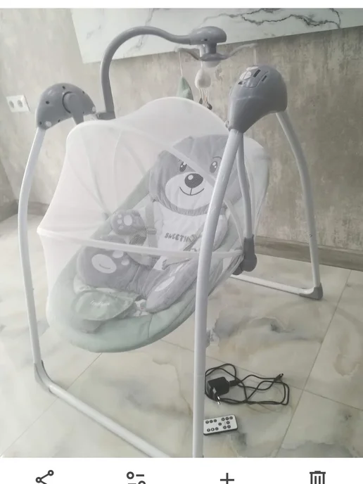 Indigo Электрокачели для новорожденных Teddy, белый, фото 4