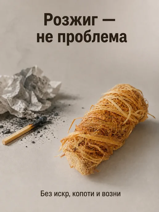 Древесные роллы для розжига дров углей мангалов, бежевый, фото 2
