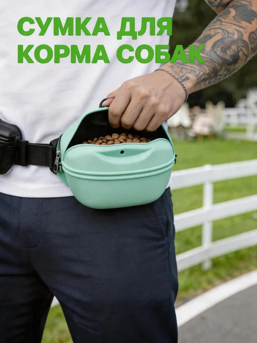 Сумочка для лакомств для собак, ABS-пластик, зеленый