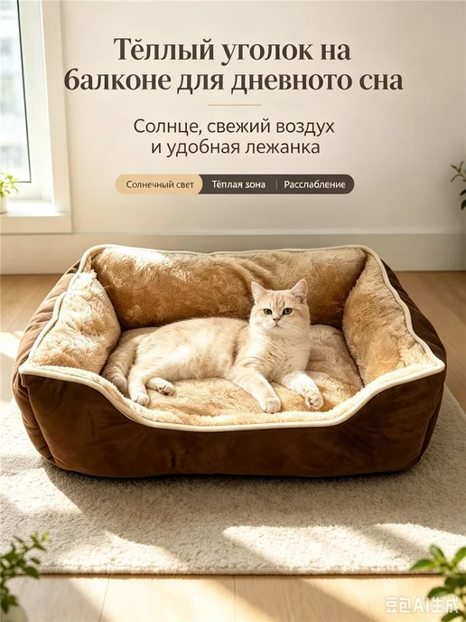 Кровать для домашних животных, коричневый, фото 5