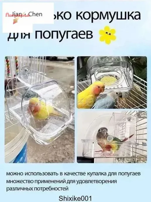 Купалка-кормушка для попугаев, прозрачная, вариант, фото 2