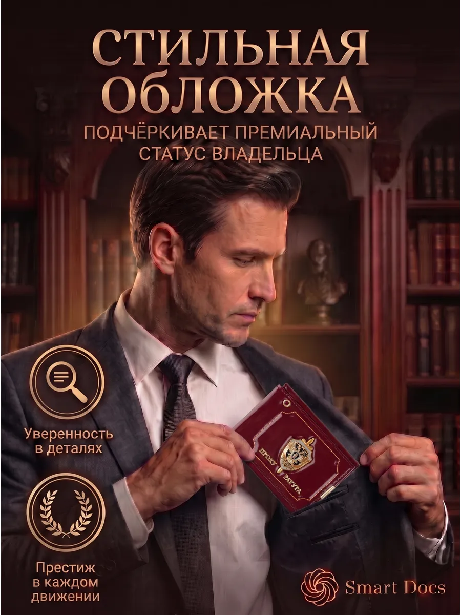 Обложка на автодокументы Прокуратура натуральная кожа — фото 3