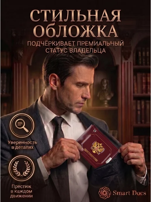 Smart Docs Обложка на удостоверение и автодокументы натуральная кожа, вариант, фото 4