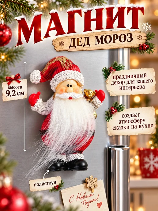 MAGTHINGS Магнит новогодний на холодильник Дед Мороз, вариант