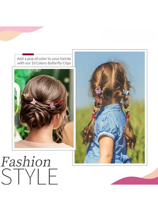 Глиттерные заколки-бабочки для волос Style-3, Style-3, фото 5