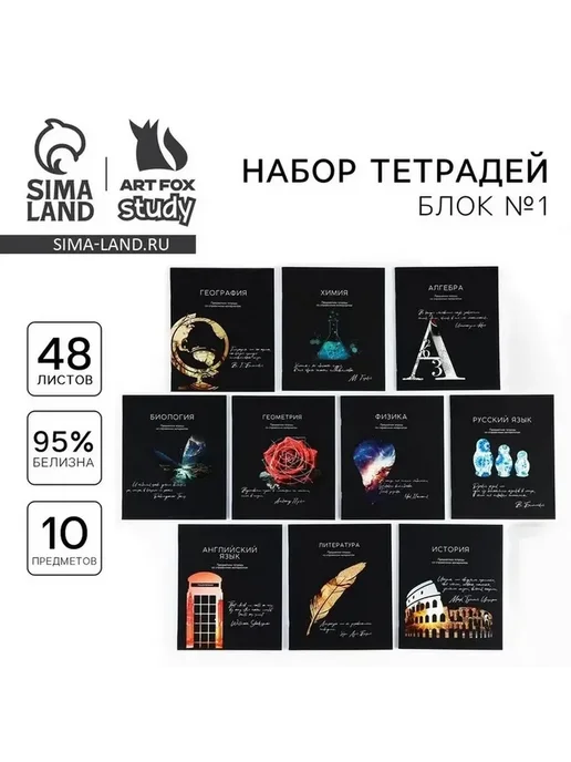 Практичный набор учебных тетрадей 48 листов, вариант, фото 4