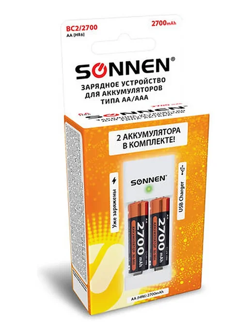 SONNEN 1шт. Зарядное устройство BC2 2700, Для 2-х аккумуляторов АА, 2 шт, фото 2