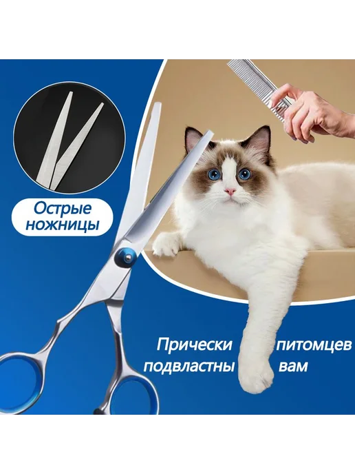Ножницы для груминга собак и кошек, 20 см, вариант, фото 2