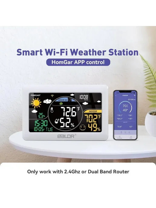 Метеостанция BALDR Wi‑Fi с приложением, чёрная, черный, фото 2